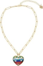 Betsey Johnson Striped Star Print Heart Necklace - £88.78 GBP