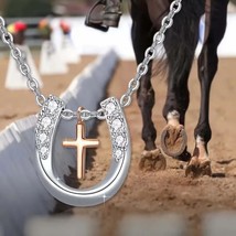 1PC Horseshoe Pendant Necklace Hollow Cross Decor U-shaped Pendant Jewel... - $27.85 CAD