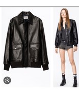 Zadig &amp; Voltaire Kaia Cuir Grain Leather Jacket  Black Runway $1378, Sz ... - €635,80 EUR