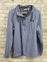 L.L. Bean Polo Pullover 1/4 Button Long Sleeve Sweatshirt Blue Prep Clas... - $31.25 CAD