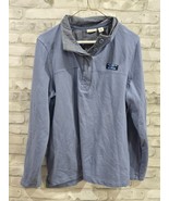 L.L. Bean Polo Pullover 1/4 Button Long Sleeve Sweatshirt Blue Prep Clas... - $31.44 CAD
