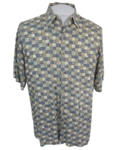 Pierre Cardin vintage Men print shirt short sleeve p2p 24&quot; M rayon geometric 90s - £15.56 GBP