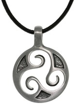 Jewelry Trends Pewter Celtic Triskelion Trinity Spiral Pendant Necklace 18&quot; Leat - £23.52 GBP