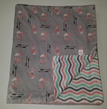 Modern Baby Fleece Reversible Blanket Lovey Fox Arrow Pink Gray Wavey Stripes - £23.70 GBP