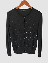 Uniqlo Womens Black Cardigan With White Polka Dot Design Size M - $24.74