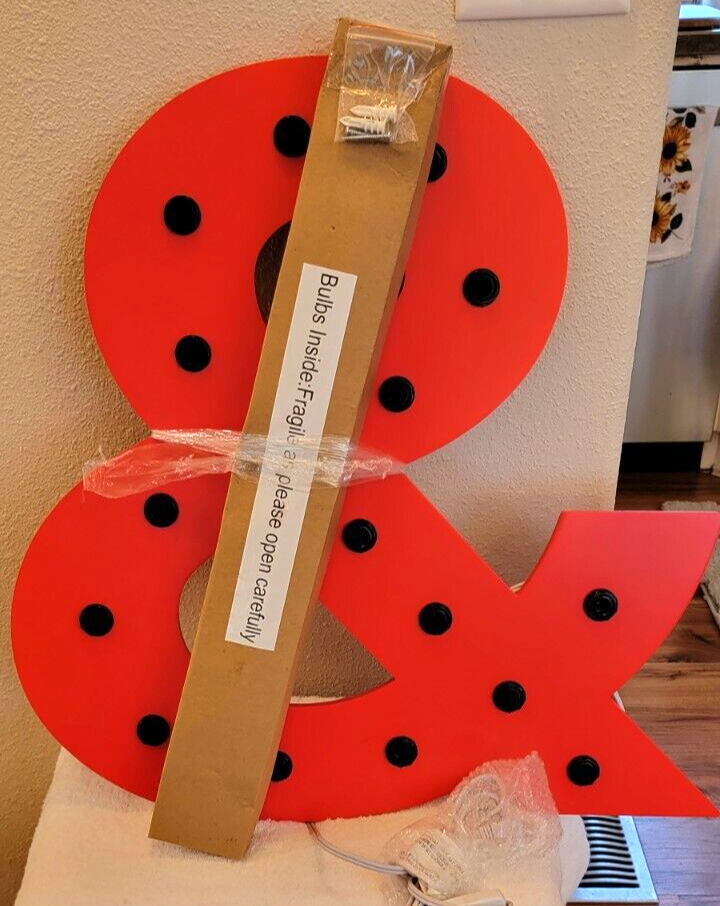 Pottery Barn Marquee Icon Light AMPERSAND Red OPEN BOX No Longer Available at PB - $95.00