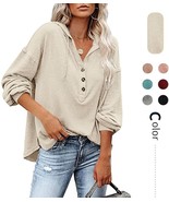 Womens Hooded Button Collar Drawstring Hoodies Pullover Sweatshirts Casu... - $172.41 MXN
