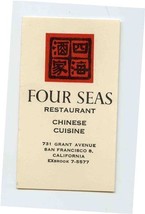Four Seas Restaurant Chinese Cuisine Business Card Grant Ave San Francis... - $11.88