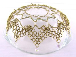 Renaissance Gemmed Chainmail Headdress Vintage Costume Jewelry Gold Tone... - $23.62