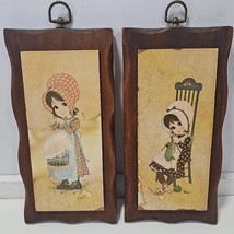 WARD Big Eye Bonnet Girls Cottagecore Wall Art Wooden Plaques, Set Of 2 - $19.75