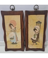 WARD Big Eye Bonnet Girls Cottagecore Wall Art Wooden Plaques, Set Of 2 - €16,92 EUR