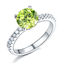 2Ct Green Peridot Simulated Wedding Engagement 14k White Gold Finish Silver - £65.39 GBP