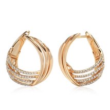 Hot Women Big Drop Earrings 585 Rose Gold With White Natural Zircon Geometric Ho - £11.28 GBP