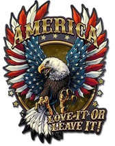 American Flag Eagle America Love It or Leave It Plasma Cut Metal Sign - £39.83 GBP