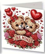 Unique Valentine Day Bears Be Mine Diamond Jewel Art COMPLETED Greeting ... - $4.94