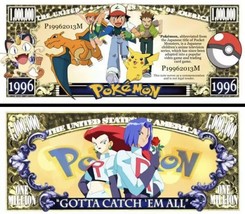 Pokémon Classic 5 Pack Collectible Novelty Funny Money 1 Million Dollar Bills - £5.14 GBP
