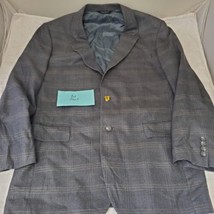 JOS A BANK Gray Cream Box Stripe Mens Wool Silk Blazer Sport Coat Jacket 43L - £19.41 GBP