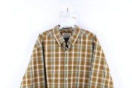 Vintage 90s J Crew Mens Large Faded Collared Button Down Shirt Plaid Cotton - £39.30 GBP