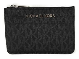 Michael Kors Jet Set Travel Small Top Zip Coin Pouch -Black with Silver ... - $54.95