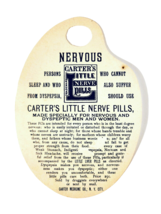 Victorian Trade Card Die Cut Carter&#39;s Little Nerve Pills Medicine Girl S... - £17.38 GBP