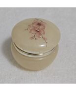 VTG Hand Carved Round Floral Alabaster Hinge Trinket Vanity Box Aprx. 1.... - $32.79 CAD