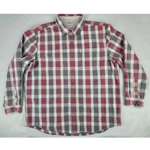 Carhartt Shirt Mens XL Red Gray Button Up Work Wear Relaxed Adult Pockets - $19.77