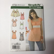 Simplicity 3750 Size 8-16 Misses&#39; Tunic or Top with Sleeve Variations - $12.86
