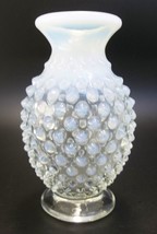 Vintage Fenton Hobnail Ruffled Glass Vase White Vase USA - $17.82