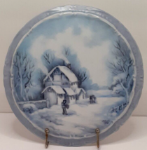 Hand Painted Round Ceramic Pottery Trivet Signed D. Riddle 1988 Vintage - £16.66 GBP