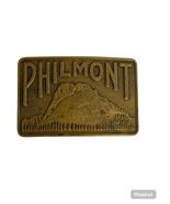 Vintage Philmont Belt Buckle Brass Tone Mountain Scenery Scout Ranch 3x2 - $19.80