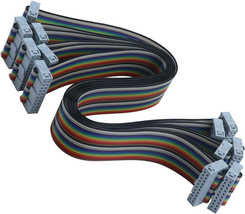 Antrader 30CM 20-Pin IDC Connector Flat Rainbow Ribbon Cable with Black 2.54Mm F - £11.96 GBP