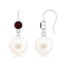 ANGARA Freshwater Pearl Earrings with Bezel Garnet in Silver for Women (... - $236.55+