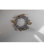 Vintage Glass Bead Bracelet Lavender Silver tone Stretchy Chunky - $15.49 CAD