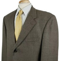 Claiborne Mens Sport Coat Jacket Navy Tan Check 44L Three Button Worsted... - $19.99