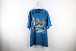 Vintage 90s Streetwear Mens XL Spell Out Alaska Moose Nature Acid Wash T-Shirt - £42.08 GBP