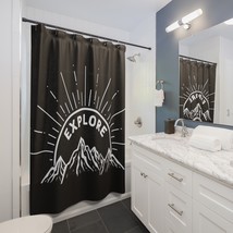 EXPLORE Mountain Sunset Shower Curtain | Polyester Bathroom Decor | Inspirationa - £50.22 GBP