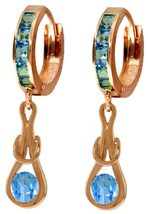 Galaxy Gold GG 14k Rose Gold Huggie Earrings with Dangling Blue Topaz - £446.78 GBP+