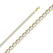 REAL 14k Two-tone Gold 5.5mm White Pave Flat Mariner Chain Necklace 20&quot; ... - £862.88 GBP+