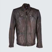 Original Sheepskin Men Leather Jacket Biker Style - $169.99