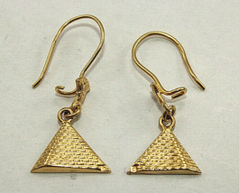 Egyptian Handmade pyramids Gold 18K Earring Stamped Pharaonic Yellow Gol... - £290.22 GBP