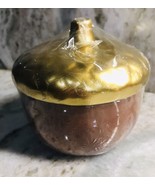 Autumn Ceramic Orange  Acorn Bowl Canister Container w Lid  5 In - $22.92 CAD