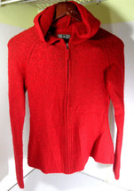 REI Hooded Sweater Jacket Full Zip Red Wool Angora Cotton Size Medium Su... - £19.40 GBP