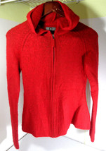 REI Hooded Sweater Jacket Full Zip Red Wool Angora Cotton Size Medium Su... - £19.27 GBP