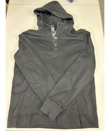 Banana Republic Knit Hoodie Men&#39;s L Henley Pullover Elbow Patches - $33.76 CAD