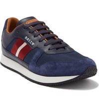 Bally Sprinter Men&#39;s Blue Ink Leather Suede Sneakers Shoes Size US 11.5 GL2464 - £149.40 GBP