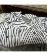 Robert Louis Womens Small Pant Wide Leg Blue white  Striped Pull On 26X36 - $94.84 MXN