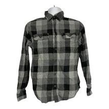 George Mens Black &amp; Gray Plaid Long Sleeve Button-Up Shirt Size Small - $14.00