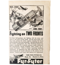 1944 Fyr Fyter Fire Extinguisher Advertisement WW2 Era Fighting 2 Fronts... - $29.99