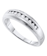 10k White Gold Mens Round Channel-set Diamond 5mm Wedding Band Ring 1/4 ... - £335.01 GBP