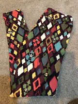 OS Lularoe Leggings Disney Mickey Mouse Diamond Green Teal Pink Cream on Purple - £14.93 GBP